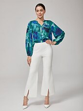 voordelige Blouses &amp;amp; Shirts-abstracte bloemen chiffon crop top
