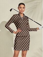 billiga Polos &amp;amp; kvartsdragkedjor-Dam Vandringspolotröja Brun Långärmad Överdelar Golfkläder för damer Kläder Outfits Bär kläder