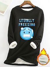 economico Umor e Citazioni Tops-Felpa da donna felpa foderata in pile pigiama caldo grafica con lettere calda casual morbida maniche lunghe collo rotondo top regolari street casual nera gialla rosa rosa scuro blu primavera autunno