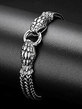 billige Halloween-tilbehør-Halloween-armbånd med slangehode til herre – gotisk punk-kjede i rustfritt stål med armbåndsmykker til fester, cosplay og uteliv