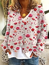 abordables Cardigan 3D-Femmes Manteau Veste Décontractée Chaud Confortable Imprimé Mode Moderne Occasionnel Fleuri Sortir Week-end Simple Boutonnage Régulier Col en V Coupe régulière manche longue Vêtements d&#039;extérieur