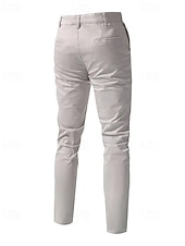 economico Chino-Per uomo Pantaloni Chinos Pantaloni plissettati Tasca Bottoni Semplice Comodità Formale Feste Lavoro Moda Stile Classico Nero Vino Micro-elastico