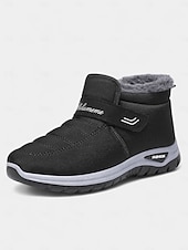economico Stivali di neve e inverno-scarpe da ginnastica invernali da donna in caldo pile foderato color bordeaux – racchette da neve impermeabili e antiscivolo per passeggiate all&#039;aperto e clima freddo