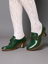 billige 1920-tallet-Retro brune damesko med imitert skinn – pumps inspirert av 1930-tallet for elegant kontorantrekk og antrekk i vintagestil