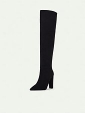 baratos Botas da moda-Botas femininas acima do joelho com design desleixado e saltos altos, estilo casual urbano para o dia a dia, perfeitas para roupas urbanas femininas e roupas descontraídas