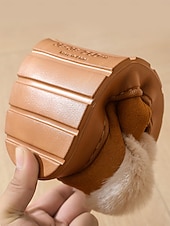 economico Ciabatte e infradito da donna-pantofole da donna con fodera in pelliccia sintetica, calde pantofole invernali da casa per l'inverno, la camera da letto e l'abbigliamento accogliente per la casa