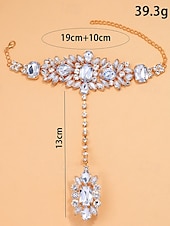 cheap Women&#039;s Bracelet-Women&#039;s Silver Rhinestone Hand Chain Bracelet with Statement Ring, Glamorous Jewelry for Parties and Special Occasions
