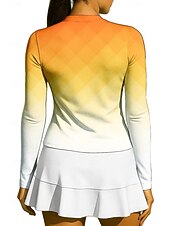 baratos Camisa Feminina-Mulheres Geométrica Gradiente Camisa Esportiva Camisa de tênis Top de tênis Manga Longa Zíper Floral UPF50+ Resistente a UV Elasticidade Alta Pavio Humido Respirável Voleibal Tênis Golfe Colarinho