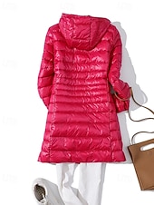 abordables Doudounes-Femmes Doudoune Manteau Chaud Confortable Fermeture éclair Avec Poches Mode Uni Fête Sortir Décontracté Quotidien Week-end Fermeture éclair Long À capuche Coupe régulière manche longue Vêtements