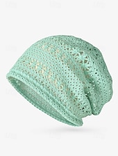 abordables Chapeaux pour femmes-Bonnet ample en tricot de dentelle pour femme – bonnet en polyester léger et respirant pour le printemps, l&#039;automne, les promenades en plein air et les tenues décontractées quotidiennes