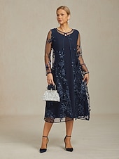 abordables Robe de cocktail-Femmes Robe Midi Robe fourreau Robe trapèze Élégant Mariage Soirée robe demoiselle d honneur Coupe régulière Couleur Unie Sans manches Col en V bleu marine Été Printemps Automne Hiver