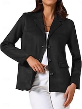 abordables vestes décontractées-Femmes Veste Décontractée Confortable Respirant Boutons ancien Occasionnel Uni Vacances Rue Occasionnel Tenue quotidienne Simple Boutonnage Régulier Col Rabattu Coupe régulière manche longue
