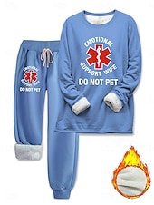 abordables Ensembles deux pièces-Femmes Élégant Chaud Mode Ensembles deux pièces Survêtement Ensembles de Pantalons manche longue Manche Évêque Col ras du cou Col rond Graphique Lettre Imprimé Extérieur Vacances Quotidien Noir Rose