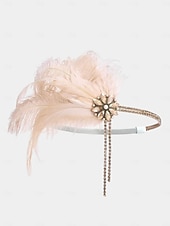 economico Accessori per capelli da donna-Cerchietto con piume da donna anni &#039;20 con fiore di strass - accessorio per capelli vintage in stile flapper in stile Gatsby