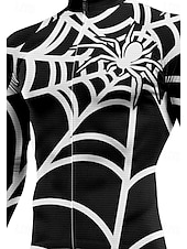 abordables Maillots pour hommes-Homme Hauts Maillot de cyclisme Graphique Géométrique Araignée manche longue Cyclisme Maillot Top avec 3 poches arrière Soleil Protection solaire Écran solaire Séchage Rapide Des sports Noir Vêtement