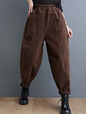 abordables pierna ancha y cintura alta-Mujer Chinos Vacaciones Moda Casual Longitud total Alta cintura Plano Bolsillo Cintura elástica Confortable Suave Cómodo Microelástico Exterior Calle Negro Morado Verde Trébol Café Primavera Otoño