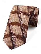 preiswerte Halloween-Zubehör-Herren-Halloween-Krawatte mit Fleisch-Print – lustiges und einzigartiges Steak- und Speck-Design, perfekt für Halloween-Partys und Kostümveranstaltungen