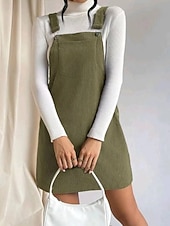 levne Jednoduché šaty-Dámské Mini šaty Volnočasové šaty Slip Dress Klasické Moderní Venkovní Dovolená Jdeme ven Běžný Bez vzoru Bez rukávů Do U Černá Hnědá Trávová zelená Khaki Podzim
