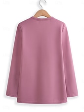 economico Umor e Citazioni Tops-Felpa da donna felpa foderata in pile pigiama caldo grafica a cuore calda casual morbida maniche lunghe collo rotondo lunghe casual rosa chiaro gialla rosa scuro rossa blu primavera autunno inverno