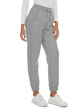 abordables Pantalones de pierna recta-Mujer Pantalones de lana Persona que practica jogging pantalones Ropa de calle Casual Longitud total Cintura Media Plano Bolsillo Diseño de cordón elástico Cómodo Calle Ropa Cotidiana Fin de semana
