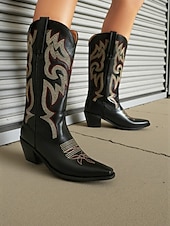 levne Cowboy &amp; Western Boots-Dámské kovbojské boty v západním stylu s vyšívanými kamínky, ideální pro městskou bohémskou módu a slavnostní příležitosti
