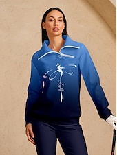 Dam Pullover-tröja Mörk Marin Långärmad Överdelar Golfkläder för damer Kläder Outfits Bär kläder billiga Kvinnors golfkläder-Dam Pullover-tröja Mörk Marin Långärmad Överdelar Golfkläder för damer Kläder Outfits Bär kläder