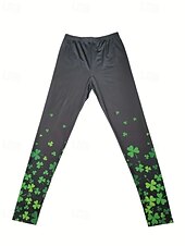 baratos -Mulheres Calças Leggings Leggings aconchegantes Roupa de rua Casual Comprimento total Cintura Alta Clover Cintura elástica Imprimir Respirabilidade Confortável Com Stretch Férias Rua Roupa Diária