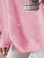 billige Solide farger-damegenser pullover-genser lodden koselig t-skjorte ensfarget ribbestrikket avslappet langermet v-hals topper daglig ute helg blonder rosa overdimensjonert høst vinter