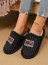 billiga Inneskor och flip-flops till damer-Rosa plyschtofflor för dam med bred vidd – mysiga inomhustofflor med vadderad sula för hemmet, studentboendet och avslappnad avkoppling