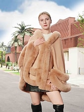abordables Étole en fourrrure-Écharpes en Fausse Fourrure Élégant Garder au Chaud Sans manches Manche Chauve-souris Polyester Boléros de Mariage Avec Couleur unie Pour Occasion Spéciale Automne &amp; Hiver
