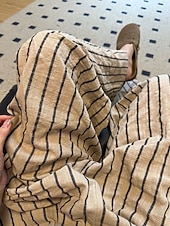 economico Pantaloni in cotone e lino con grafica-pantaloni culottes in misto lino da donna, gamba larga, stile etnico vintage, lunghezza intera, vita media, a righe, comodi, traspiranti, anelastici, per le vacanze, per la casa, tutti i giorni, beige