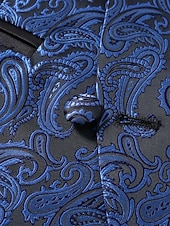 お買い得  メンズベスト-男性用 ベスト チョッキ ジレ バケーション パーティー ビジネス ファッション カジュアル 春 秋 ポケット ボタン ポリエステル 快適 ペーズリー シングルブレスト 一つボタン ピークドラペル レギュラー ロイヤルブルー ベスト