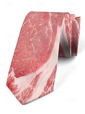 preiswerte Halloween-Zubehör-Herren-Halloween-Krawatte mit Fleisch-Print – lustiges und einzigartiges Steak- und Speck-Design, perfekt für Halloween-Partys und Kostümveranstaltungen