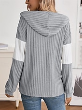 billiga Texturerade Huvtröjor &amp; Sweatshirts-Dam Vinterkappa Bekväm Andningsfunktion Dragkedja Stickad Mode Dagligen Färgblock Utomhus Ledigt Dagligen Dragkedja Normal Huva Normal Långärmad Ytterkläder Svart Rodnande Rosa Grön Vår Höst