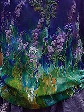 Χαμηλού Κόστους Τέχνη &amp; Σχεδίαση Μπλούζες-Γυναικεία Μπλουζάκι Στάμπα Φλοράλ Μοντέρνα Μισό μανίκι Λαιμόκοψη V Κανονικά μπλουζάκια Καθημερινά Βυσσινί Καλοκαίρι