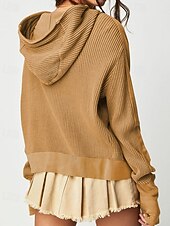 baratos Moletons e Sweatshirts Texturizados-Mulheres Jaqueta casual Casaco com capuz Manter Quente Confortável Zíper Bolsos Moda Ao ar livre Tecido Para Noite Final de semana Zíper Padrão Com Capuz Normal Manga Longa agasalhos Preto Rosa Azul