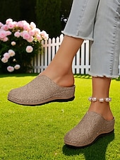 preiswerte Clogs &amp; Pantoletten für Damen-Damen-Slipper aus Kunstleder – atmungsaktive Komfort-Clogs mit Spitzenmuster für Gartenarbeit, Hauskleidung und Freizeitoutfits