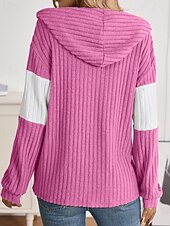 preiswerte Freizeitjacken-Damen Kapuzenjacke Bequem Patchwork Reißverschluss Lässig Farbblock Ausgehen Wochenende Reisverschluss Regulär Mit Kapuze Normale Passform Langarm Oberbekleidung Schwarz Hellgrün Rosenrot Herbst