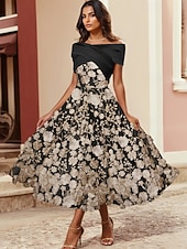 baratos Vestidos de Cocktail-Vestidos de Coquetel A-Line Rosa Vestido Elegante Formal Casamento Comprimento do Chá Sem Mangas Gola de Camisa Cetim com Plissado Ruched Aplique Bordado