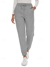 abordables Pantalones de pierna recta-Mujer Pantalones de lana Persona que practica jogging pantalones Ropa de calle Casual Longitud total Cintura Media Plano Bolsillo Diseño de cordón elástico Cómodo Calle Ropa Cotidiana Fin de semana