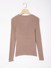 billiga Blusar &amp;amp; skjortor-Dam Button Down skjorta Casual skjorta Randig Ledigt Purpur Grön Beige Knappar Långärmad Elegant Semester Grundläggande V-hals Höst Många årstider