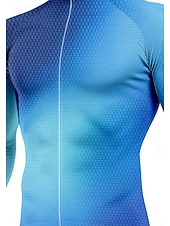 tanie Męskie koszulki-Męskie Topy Koszulka rowerowa Graficzny Gradient Długi rękaw Rower Dżersej Top z 3 tylnymi kieszeniami Słońce Ochrona przed słońcem Filtr przeciwsłoneczny Szybkie wysychanie Sport Niebieski Odzież