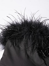 preiswerte Schlauch-Abendkleider-Schlauchkleid Knöchellänge Abiballkleider Abendkleid Ballkleid Festliche Kleidung Elegant Schwarzes Kleid Ärmellos Trägerlos Formell Schwarze Krawatte Spandex Stretchstoff mit Feder Schlitz