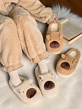ieftine Flip-Flops de Damă-Papuci de pluș pentru femei cu ursuleți capibara – pantofi de interior din fleece călduroși cu design drăguț cu animale, pentru casă, dormitor și zile confortabile de iarnă