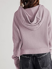 baratos Moletons e Sweatshirts Texturizados-Mulheres Jaqueta casual Casaco com capuz Manter Quente Confortável Zíper Bolsos Moda Ao ar livre Tecido Para Noite Final de semana Zíper Padrão Com Capuz Normal Manga Longa agasalhos Preto Rosa Azul