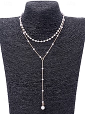 abordables Boda ACC-Collar con colgante de perlas en capas para mujer: elegante cadena de aleación en tono dorado con detalles de perlas de imitación para eventos formales, bodas y fiestas nocturnas.