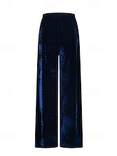 Недорогие широкие ноги и высокая талия-Жен. Широкие Вельветовые брюки Брюки Уличный стиль На каждый день Полная длина Средняя талия Полотняное плетение Карман Эластичный шнурок Удобный Для улицы Праздники выходные