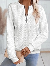economico Felpe e Sweatshirt Texturizzati-Per donna Felpa con texture Felpe Felpe con cerniera Semplice Streetwear Casual Comodo Manica Lunga Collo Alto Top Regolari Streetwear Ferie Uscire Zip a un quarto Bianco Rosa Vino Rosa scuro Blu
