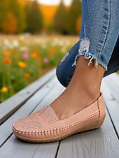 halpa Naisten matalakantaiset kengät-naisten slip-on-loaferit laserleikatuilla yksityiskohdilla – rennot matalat mokkasiinit jokapäiväiseen kävelyyn ja autoiluun