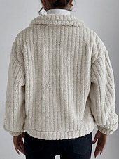 billige genserjakker-Dame Vinterfrakk Fleece-jakke Hold Varm Bekvem Lomme Knapper Mote عادي Ut på byen Helg Enkeltkneppet Normal Aftæpning Normal Langermet Yttertøy Svart Brun Mørkegrå Vinter